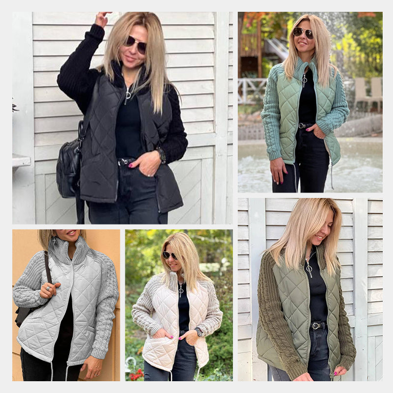 🔥2025 New Women's Knit Patchwork Puffy Jacket