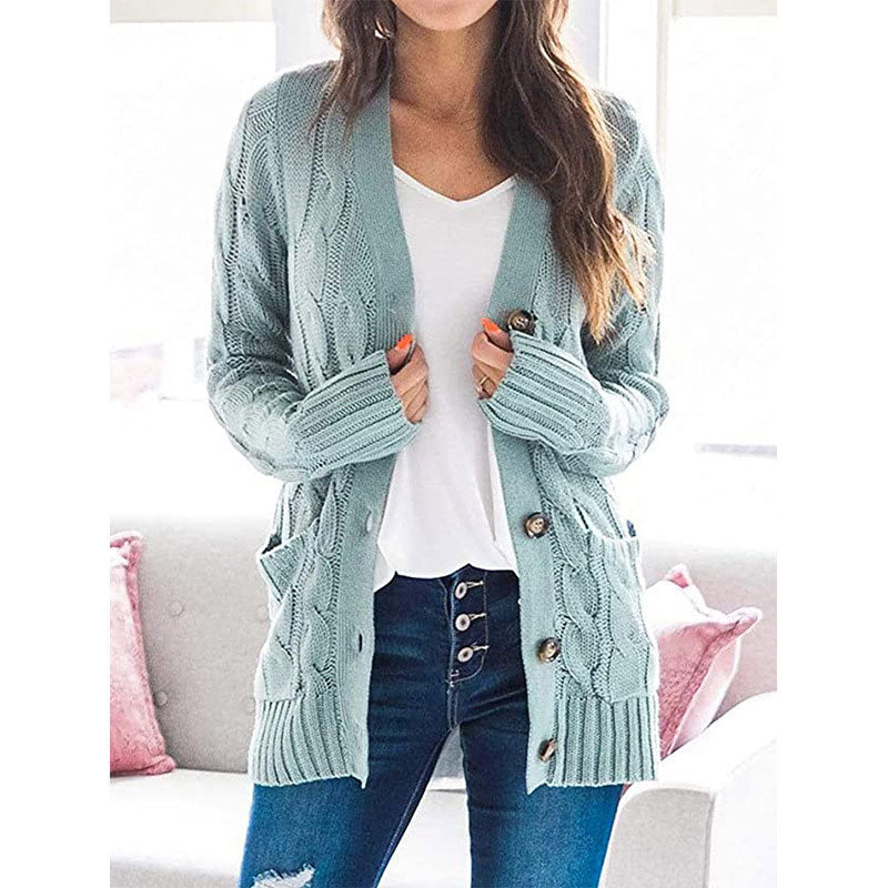 ZESICA Women's Fall Casual Long Sleeve Button Down Open Front Cable Knit Cardigan Sweater Coat