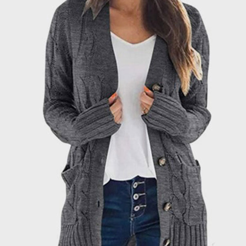 ZESICA Women's Fall Casual Long Sleeve Button Down Open Front Cable Knit Cardigan Sweater Coat