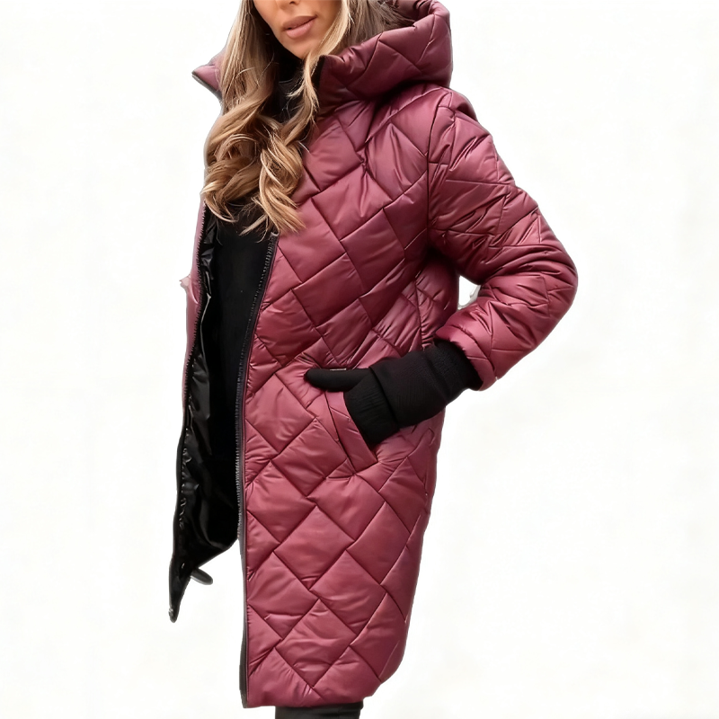 Women's Long Quilted Hooded Puffer Coat