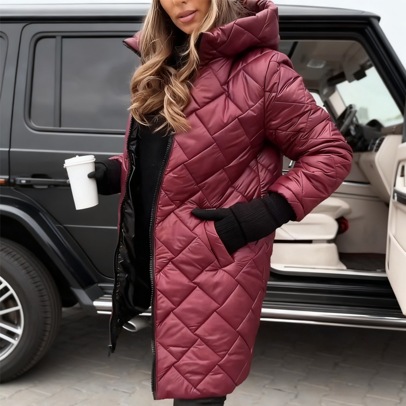 Women's Long Quilted Hooded Puffer Coat